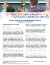 Ensure Students Are Learning: Faculty Descriptions of Innovative Teaching Practices: Creating a Culture of Learning: Assigning Homework Quizzes in Pre-Algebra and College Algebra