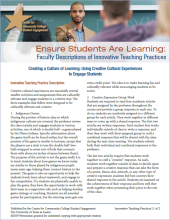 Ensure Students Are Learning: Faculty Descriptions of Innovative Teaching Practices: Creating a Culture of Learning: Using Creative Cultural Experiences to Engage Students