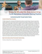 Ensure Students Are Learning: Faculty Descriptions of Innovative Teaching Practices: Learning Nursing Skills Through Empathy Training