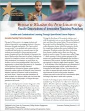 Ensure Students Are Learning: Faculty Descriptions of Innovative Teaching Practices: Creative and Contextualized Learning Through Open-Ended Course Projects