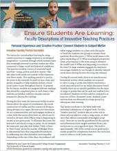 Ensure Students Are Learning: Faculty Descriptions of Innovative Teaching Practices: Personal Experience and Creative Practice Connect Students to Subject Matter