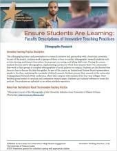 Ensure Students Are Learning: Faculty Descriptions of Innovative Teaching Practices: Ethnographic Research