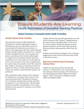 Ensure Students Are Learning: Faculty Descriptions of Innovative Teaching Practices: Student Teaching in Community Dental Health-Prevention