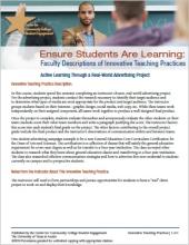 Ensure Students Are Learning: Faculty Descriptions of Innovative Teaching Practices: Active Learning Through a Real-World Advertising Project