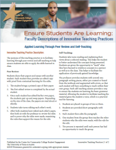 Ensure Students Are Learning: Faculty Descriptions of Innovative Teaching Practices: Applied Learning Through Peer Review and Self-Teaching