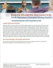 Ensure Students Are Learning: Faculty Descriptions of Innovative Teaching Practices: Developing Collaborative Skills Through Walk and Talks