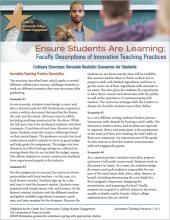 Ensure Students Are Learning: Faculty Descriptions of Innovative Teaching Practices: Culinary Exercises Simulate Realistic Scenarios for Students