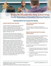 Ensure Students Are Learning: Faculty Descriptions of Innovative Teaching Practices: Dissecting Difficult Text Through Active Reading