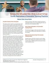 Ensure Students Are Learning: Faculty Descriptions of Innovative Teaching Practices: Musical Chairs Group Stories