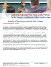 Ensure Students Are Learning: Faculty Descriptions of Innovative Teaching Practices: Science Course Places Importance on Academic Writing Development