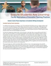 Ensure Students Are Learning: Faculty Descriptions of Innovative Teaching Practices: Science Course Places Importance on Academic Writing Development