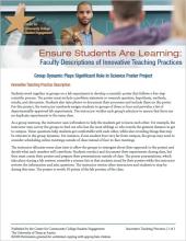 Ensure Students Are Learning: Faculty Descriptions of Innovative Teaching Practices: Group Dynamic Plays Significant Role in Science Poster Project