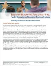 Ensure Students Are Learning: Faculty Descriptions of Innovative Teaching Practices: Increasing Class Discussion Through Team Presentation