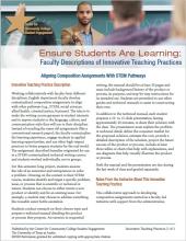 Ensure Students Are Learning: Faculty Descriptions of Innovative Teaching Practices: Aligning Composition Assignments With STEM Pathways