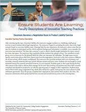 Ensure Students Are Learning: Faculty Descriptions of Innovative Teaching Practices: Classroom Becomes a Negotiation Room in Product Liability Exercise