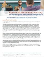 Ensure Students Are Learning: Faculty Descriptions of Innovative Teaching Practices: Course Offers Wide Variety in Assignments and Asks for Commitment