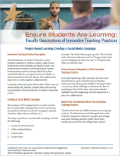 Ensure Students Are Learning: Faculty Descriptions of Innovative Teaching Practices: Project-Based Learning: Creating a Social Media Campaign