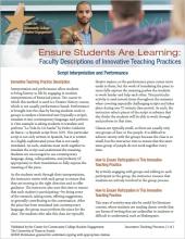 Ensure Students Are Learning: Faculty Descriptions of Innovative Teaching Practices: Script Interpretation and Performance