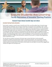 Ensure Students Are Learning: Faculty Descriptions of Innovative Teaching Practices: Research Project Blends Scientific Rigor and Culture
