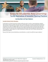 Ensure Students Are Learning: Faculty Descriptions of Innovative Teaching Practices: Learning Styles and Paper Airplanes