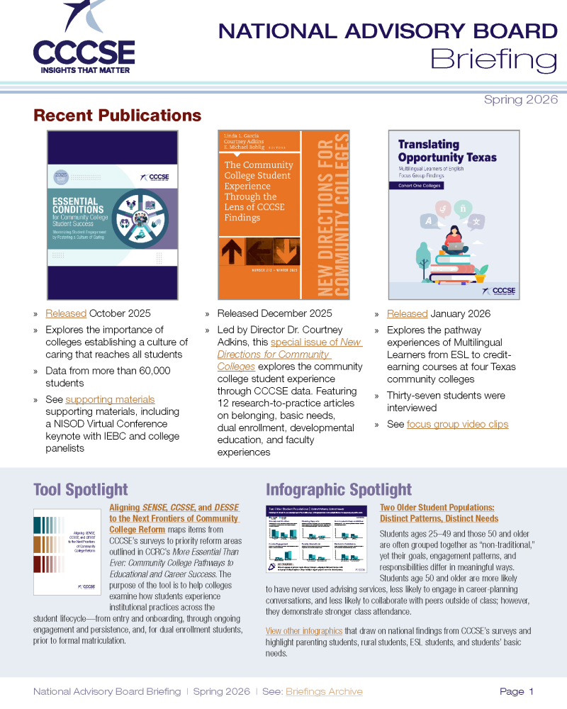 National Advisory Board Briefing Cover Page for Spring 2026 Issue