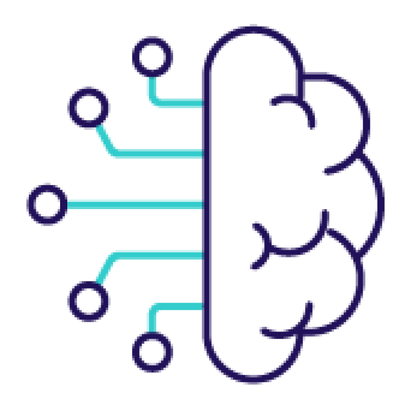 icon of brain connecting to a computer chip