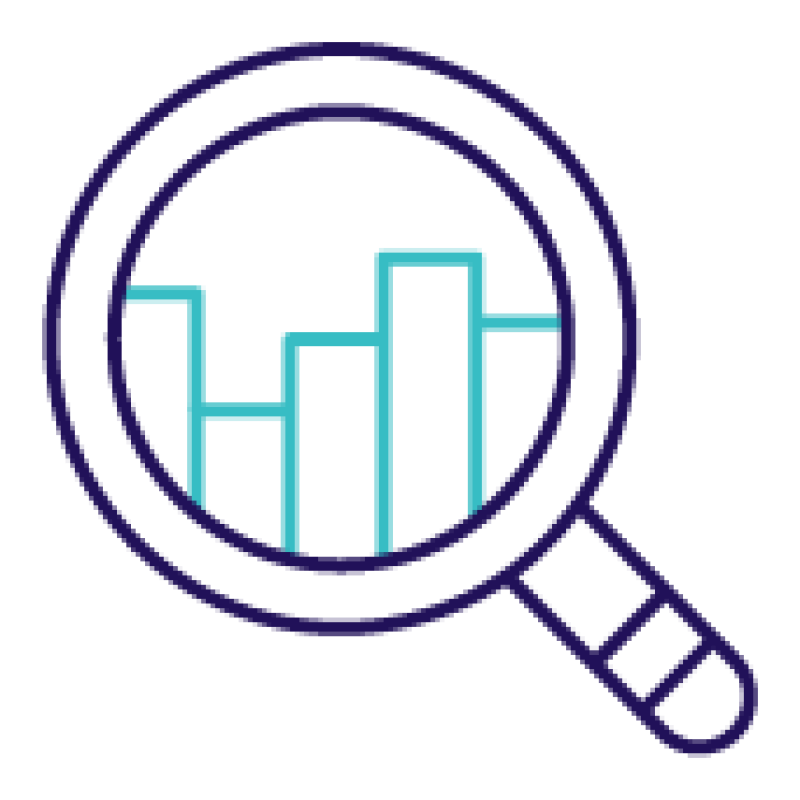 icon of a magnifying glass focusing on a chart