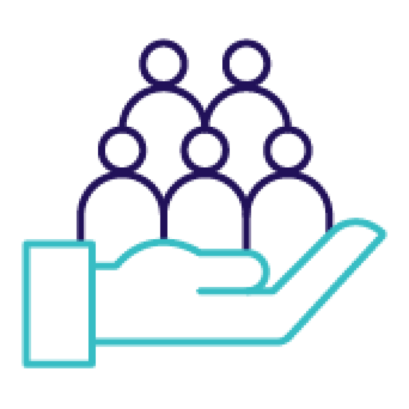 icon of a hand supporting a group of people