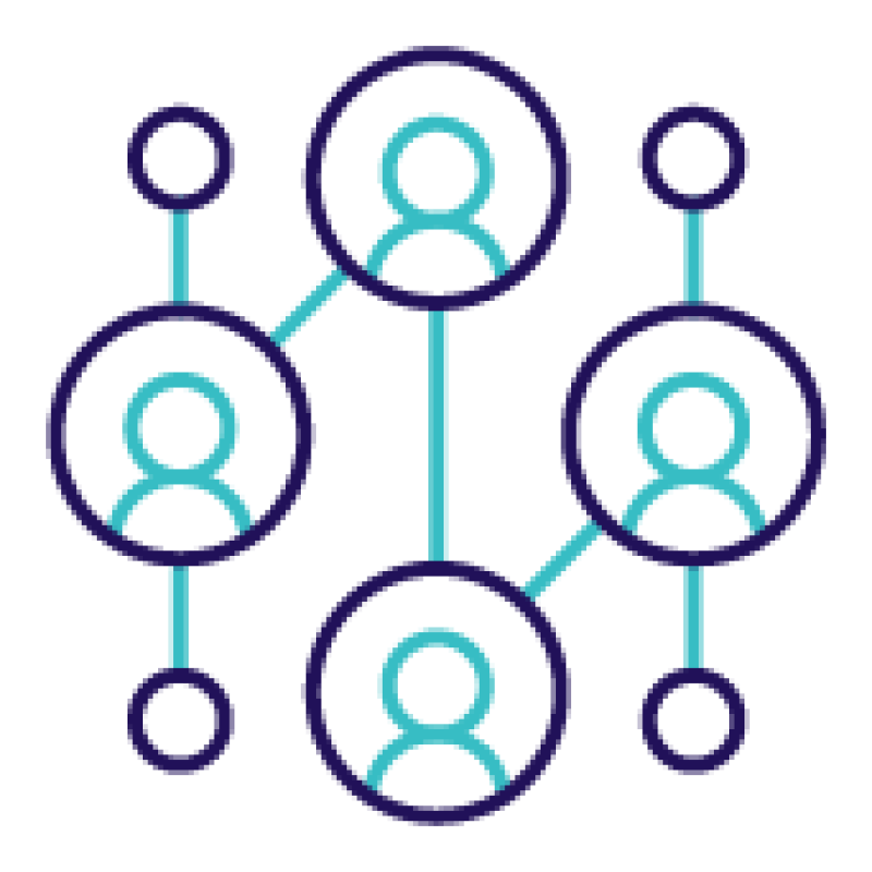 icon of multiple people in circles connected to each other with lines
