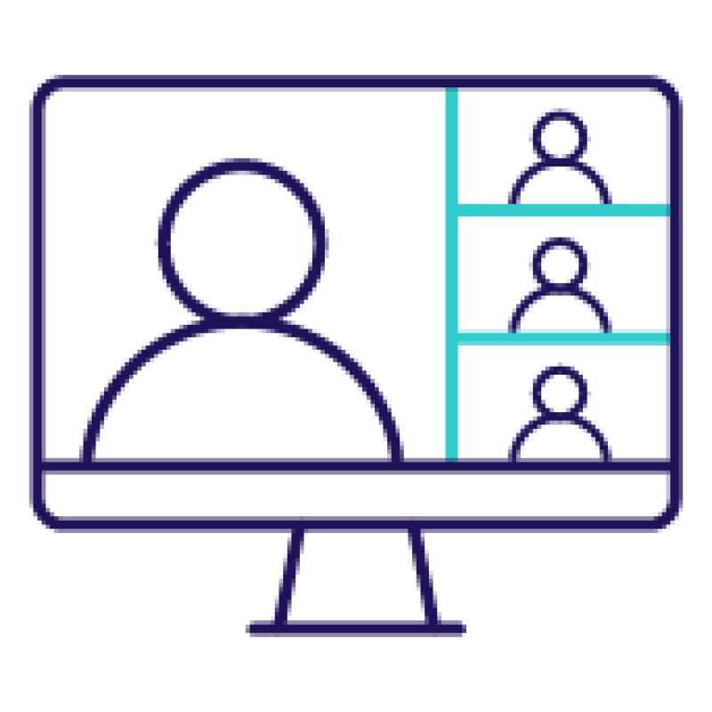 icon of a computer screen with four people displayed