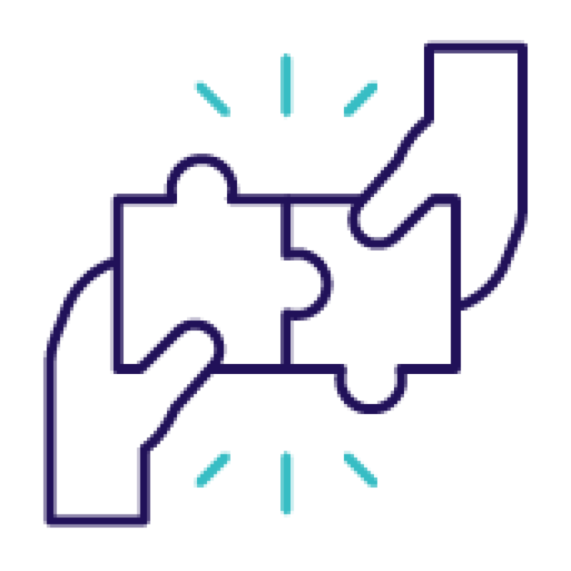 icon of two puzzle pieces clicking together