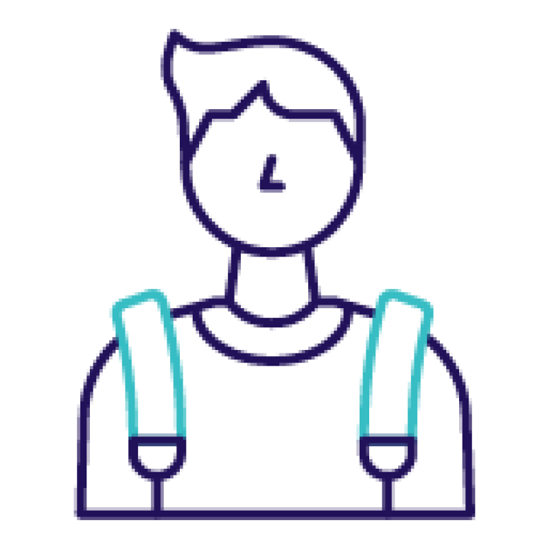 icon of a young student wearing a backpack